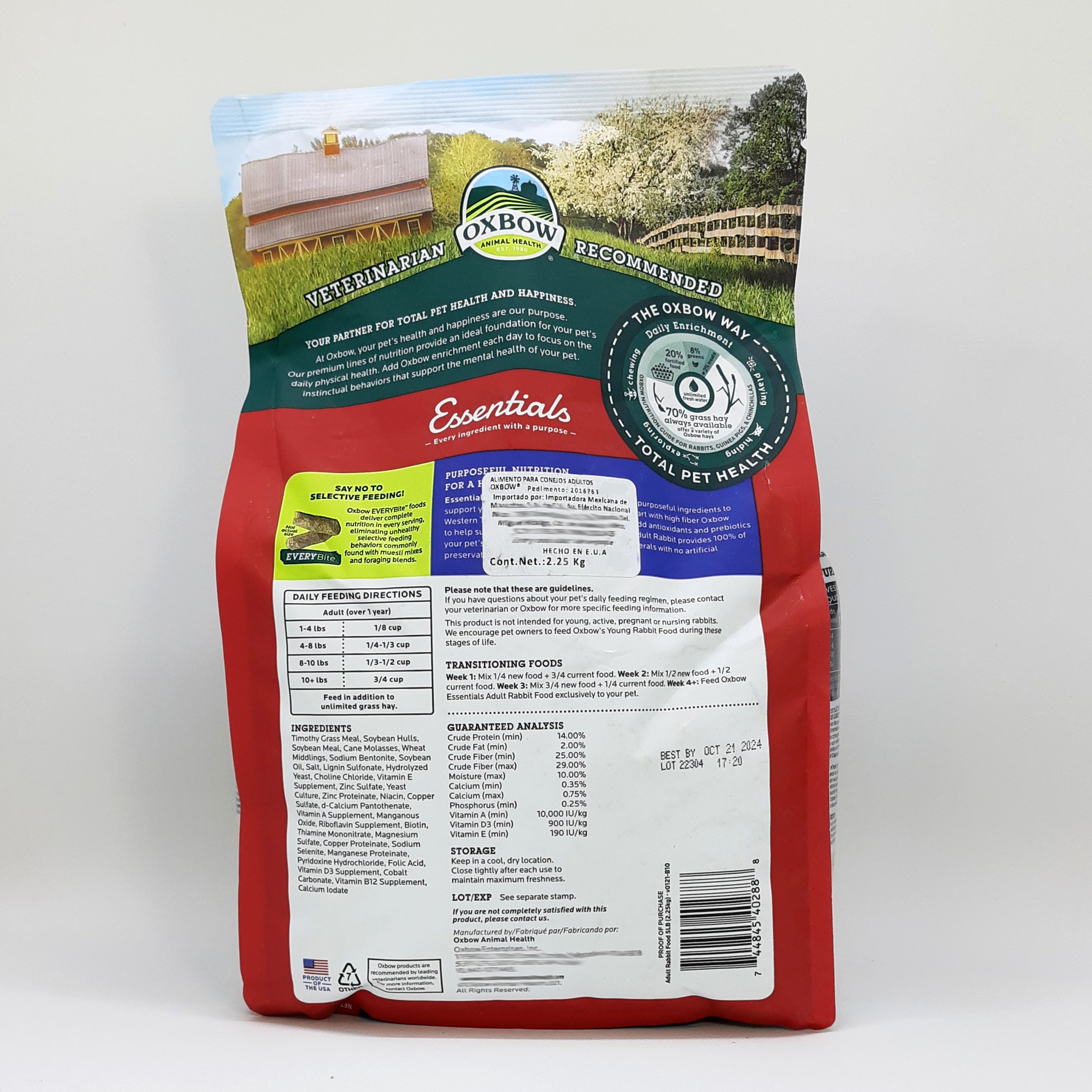 Alimento para Conejo Adulto Oxbow 2.25Kg