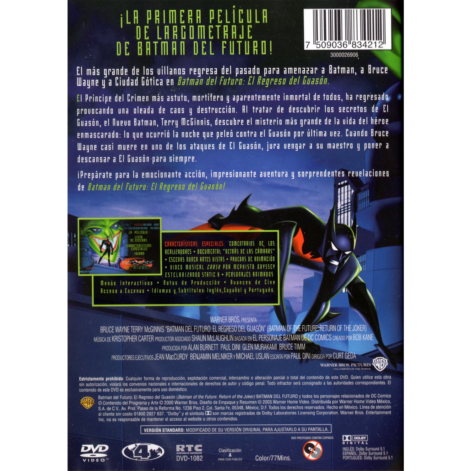 Batman del futuro el regreso del Guason DVD Region 4