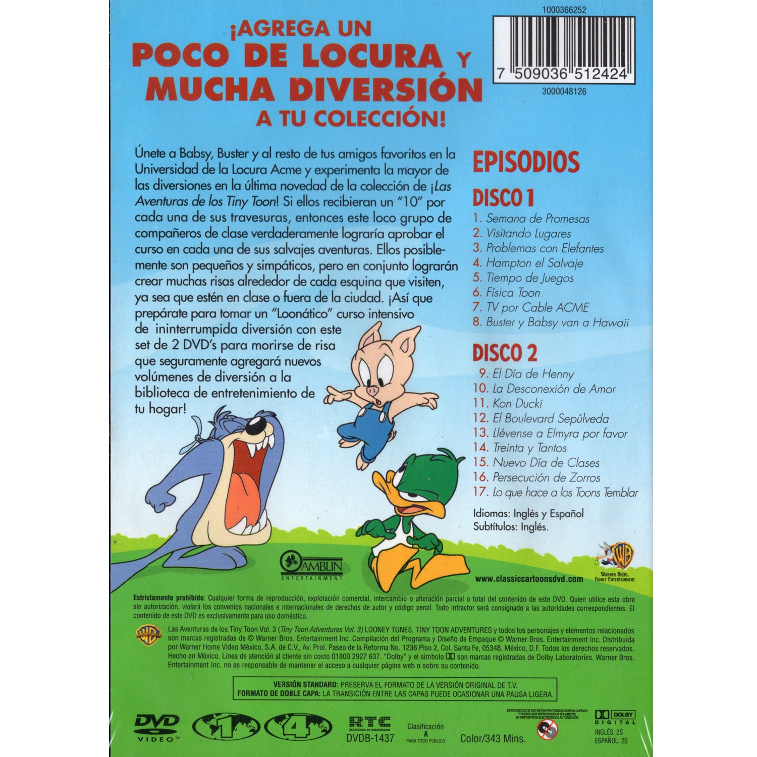 Las aventuras de los Tiny Toon Vol.3 DVD