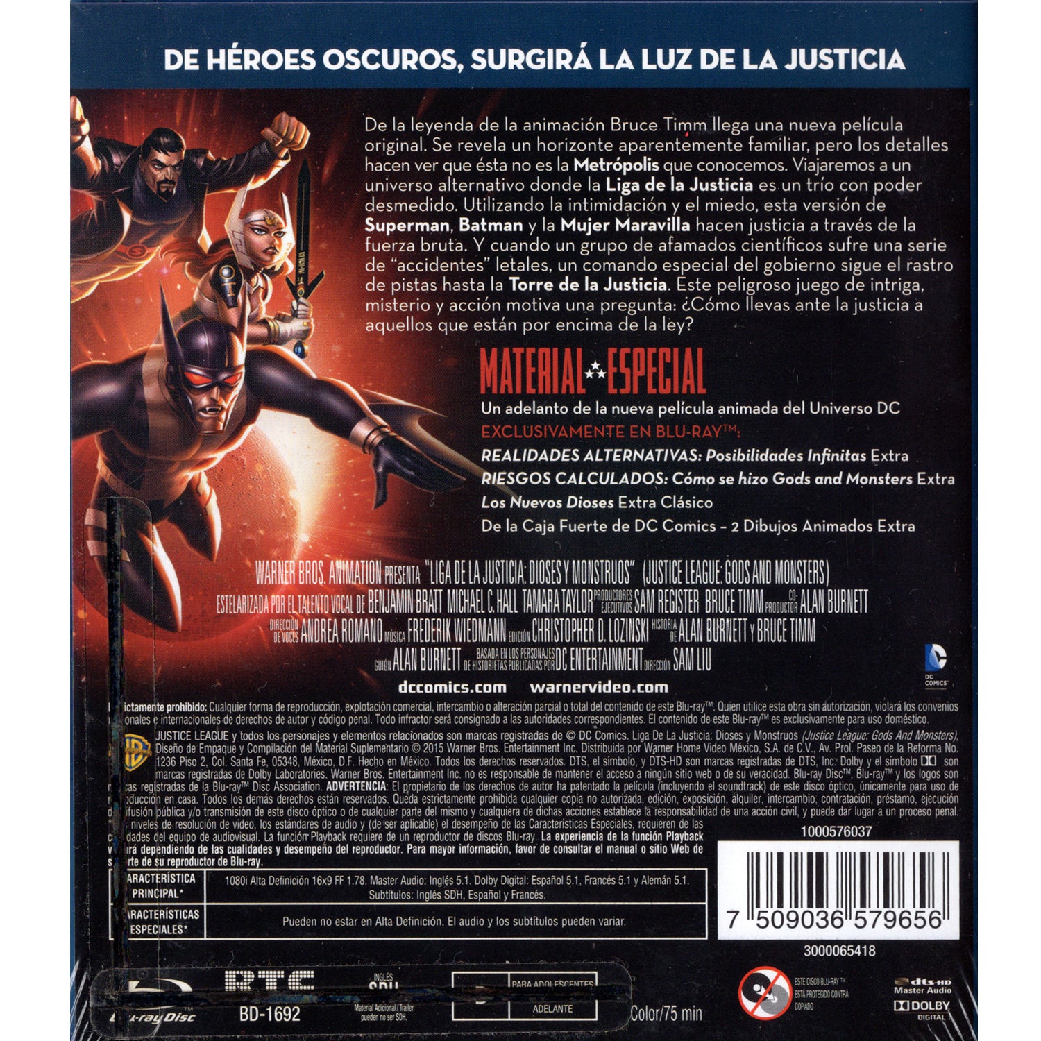 La liga de la justicia Dioses y Monstruos Blu-ray