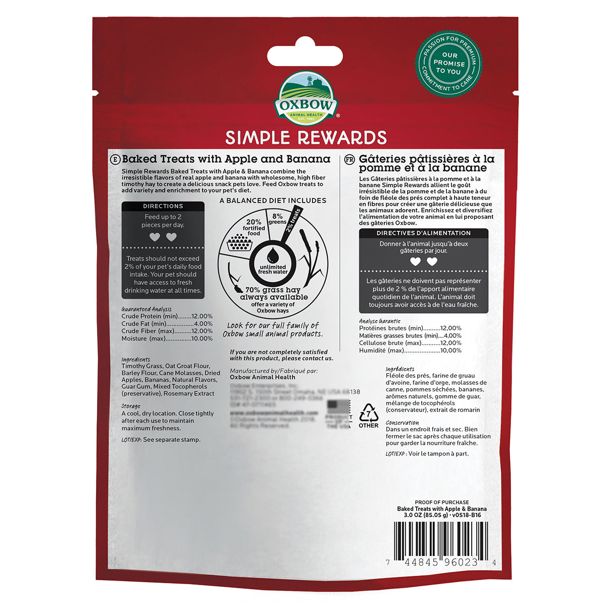 Premios Horneados Sabor Manzana y Plátano Oxbow