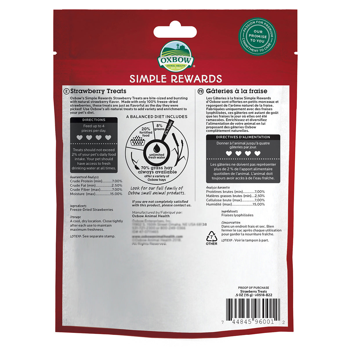 Fresas Liofilizadas Oxbow 15gr