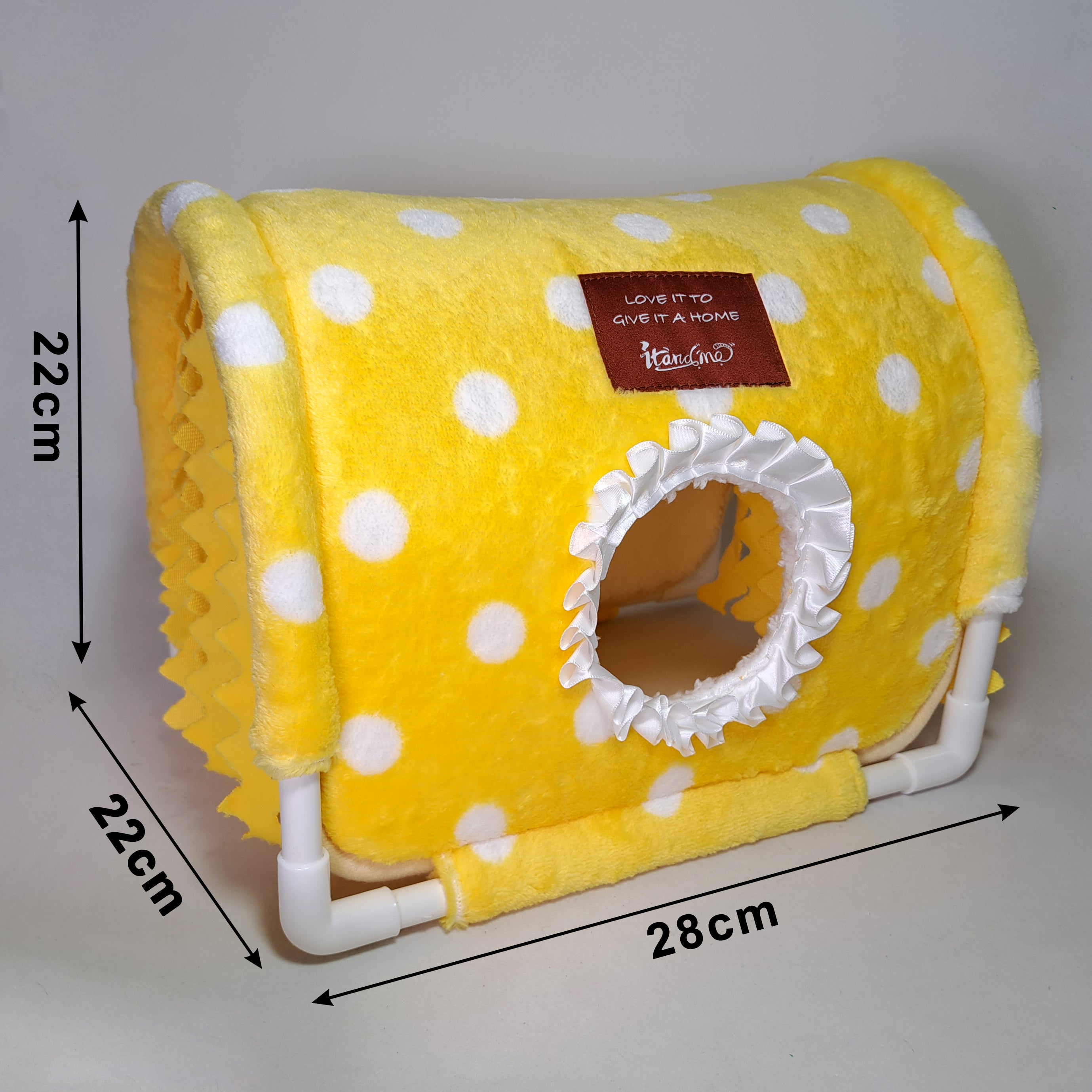 Tunel escondite de tela armable para cuyo amarillo