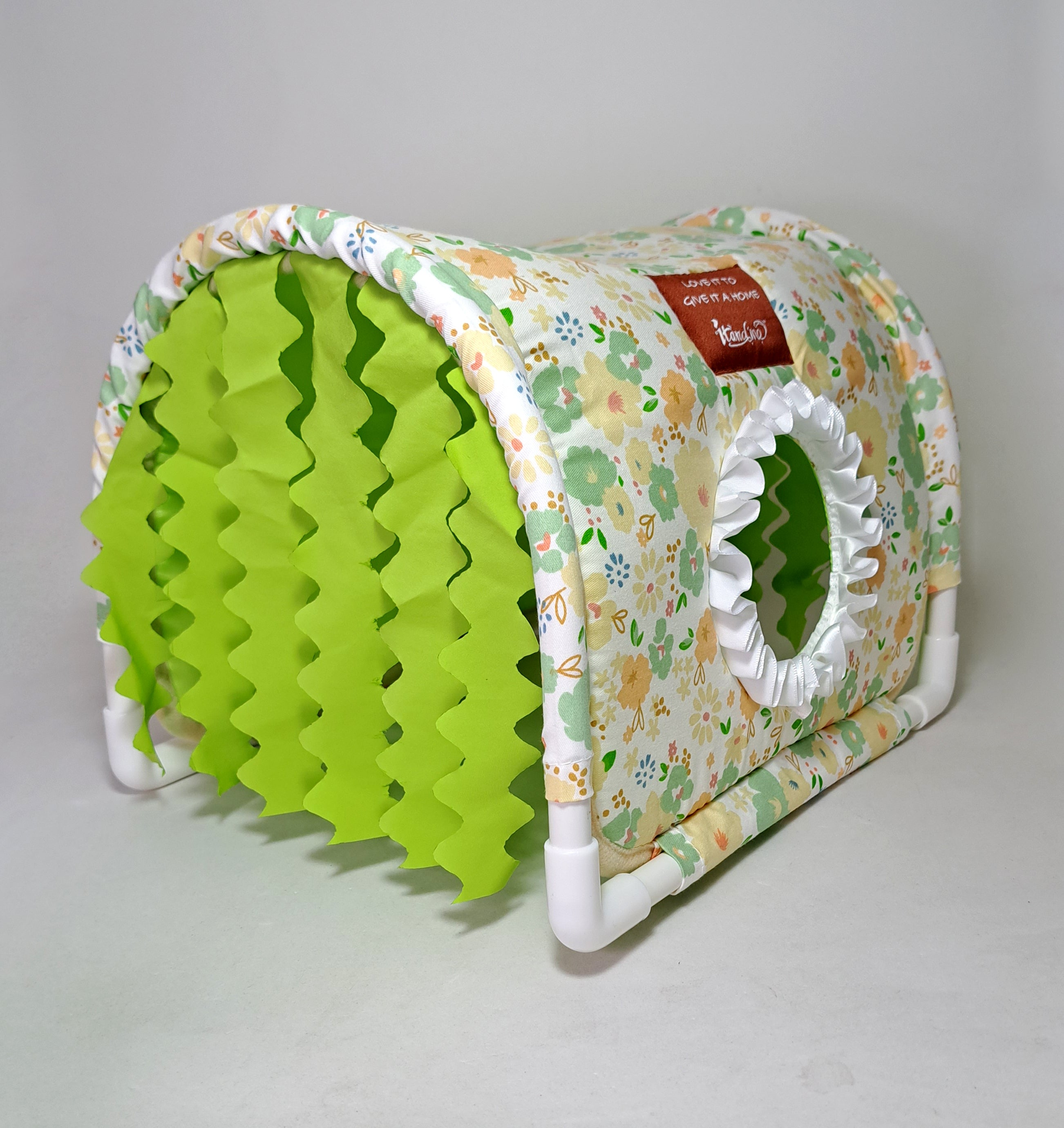 Tunel escondite de tela armable para cuyo flores verde