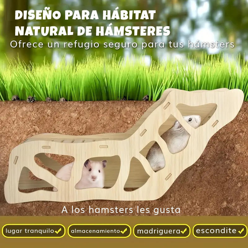 Tunel escondite de madera armable para Hamster