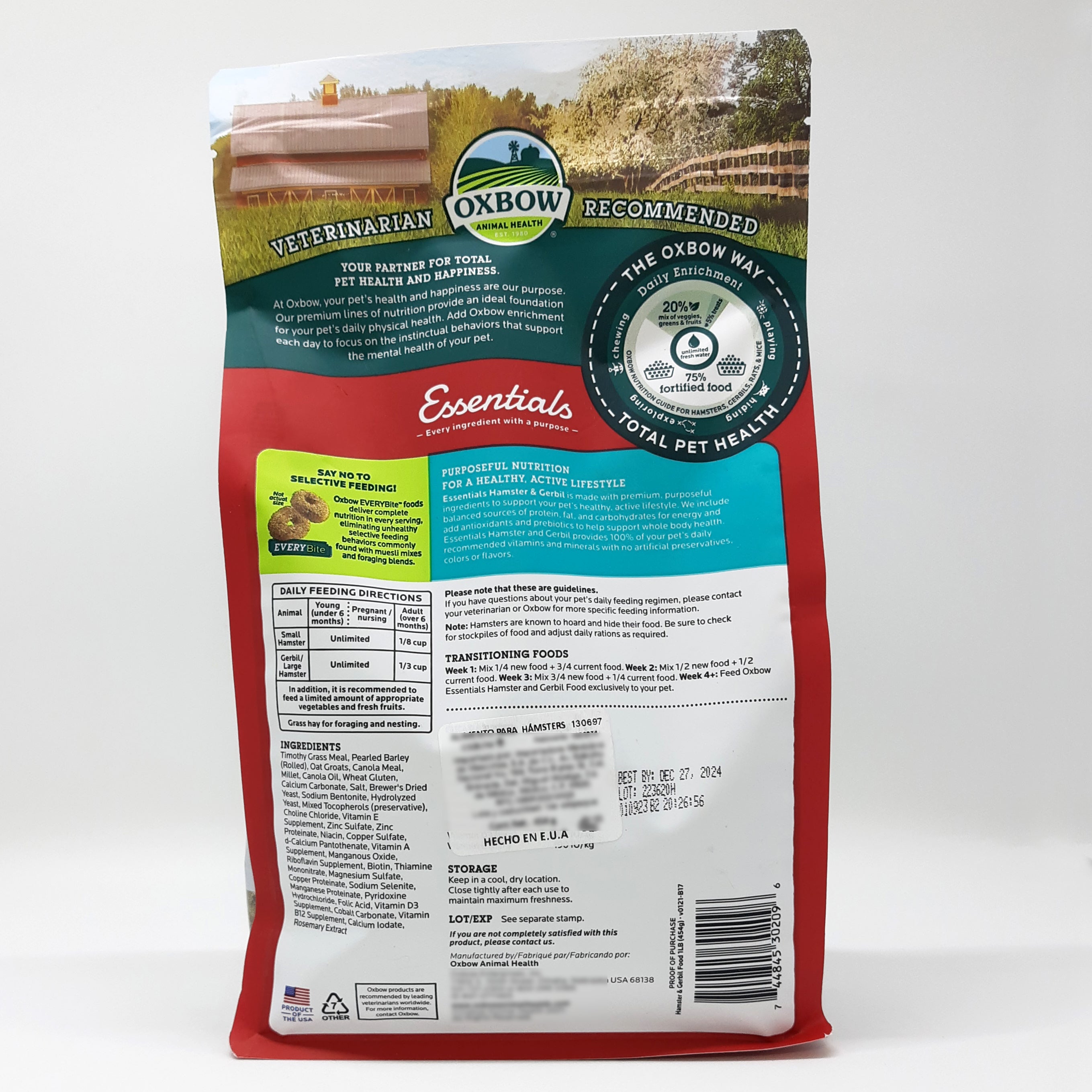 Food for Hamster and Gerbil Oxbow 453 grs