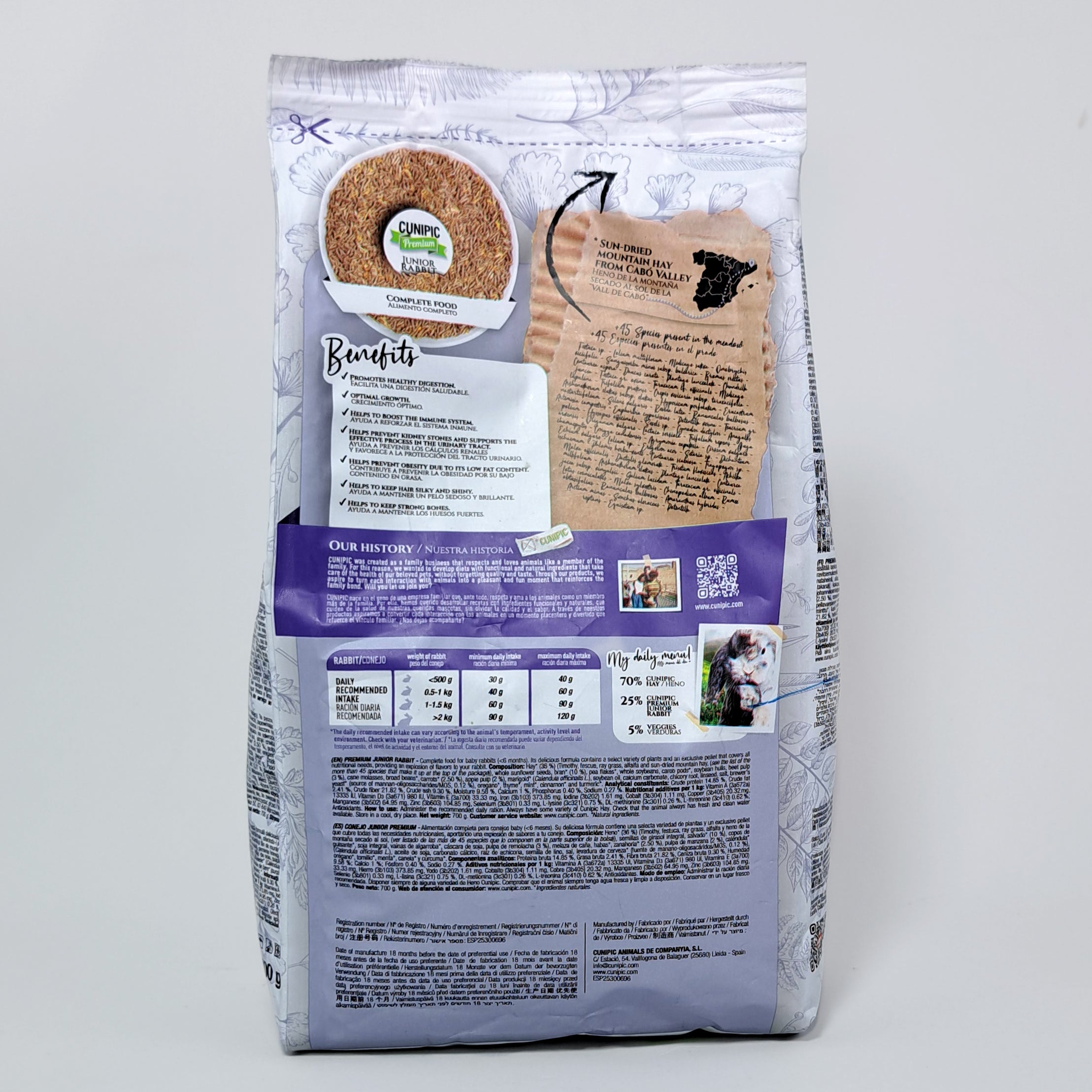 Alimento para Conejo Bebé Premium Cunipic 700gr