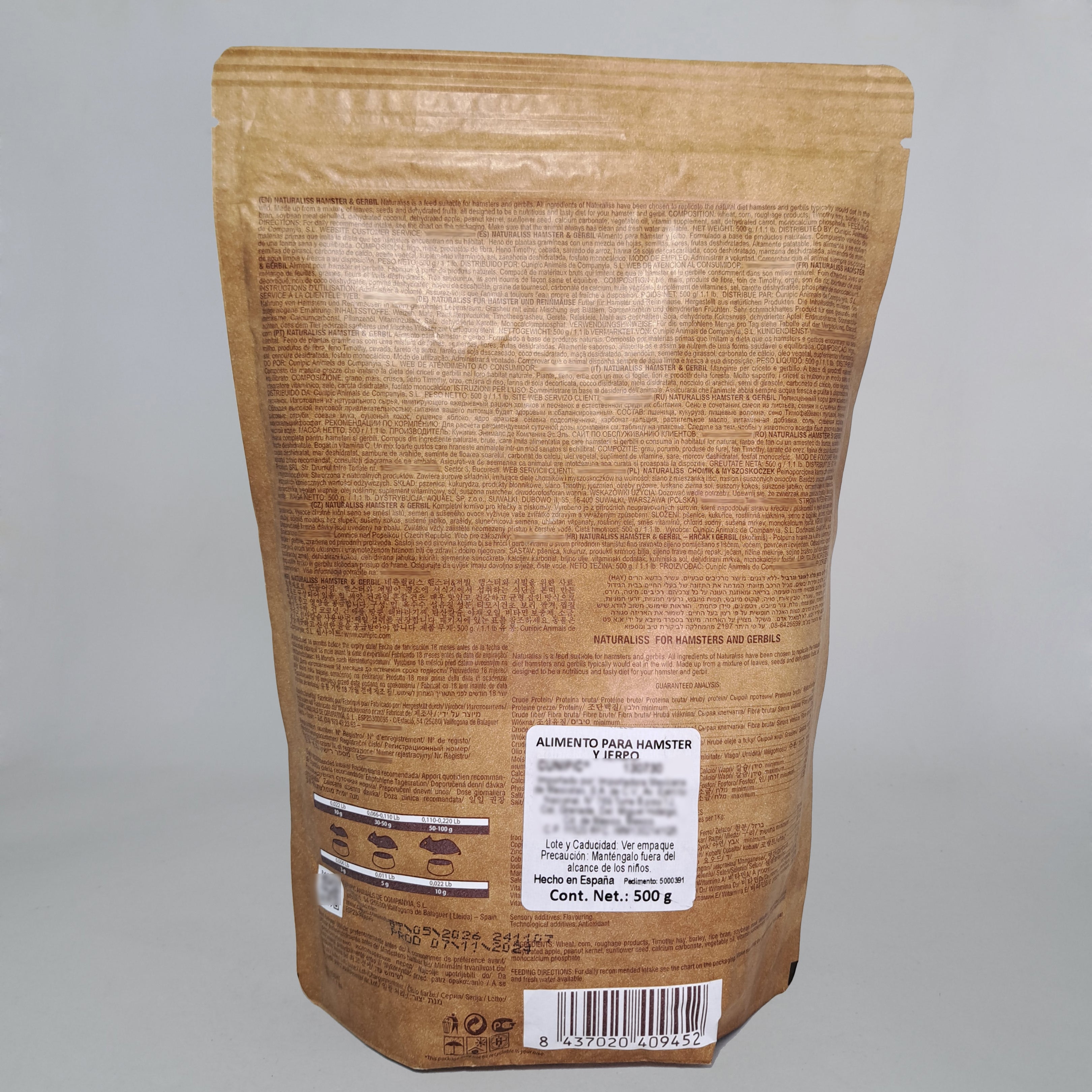 Alimento para Hamster & Jerbo Naturaliss Cunipic 500gr