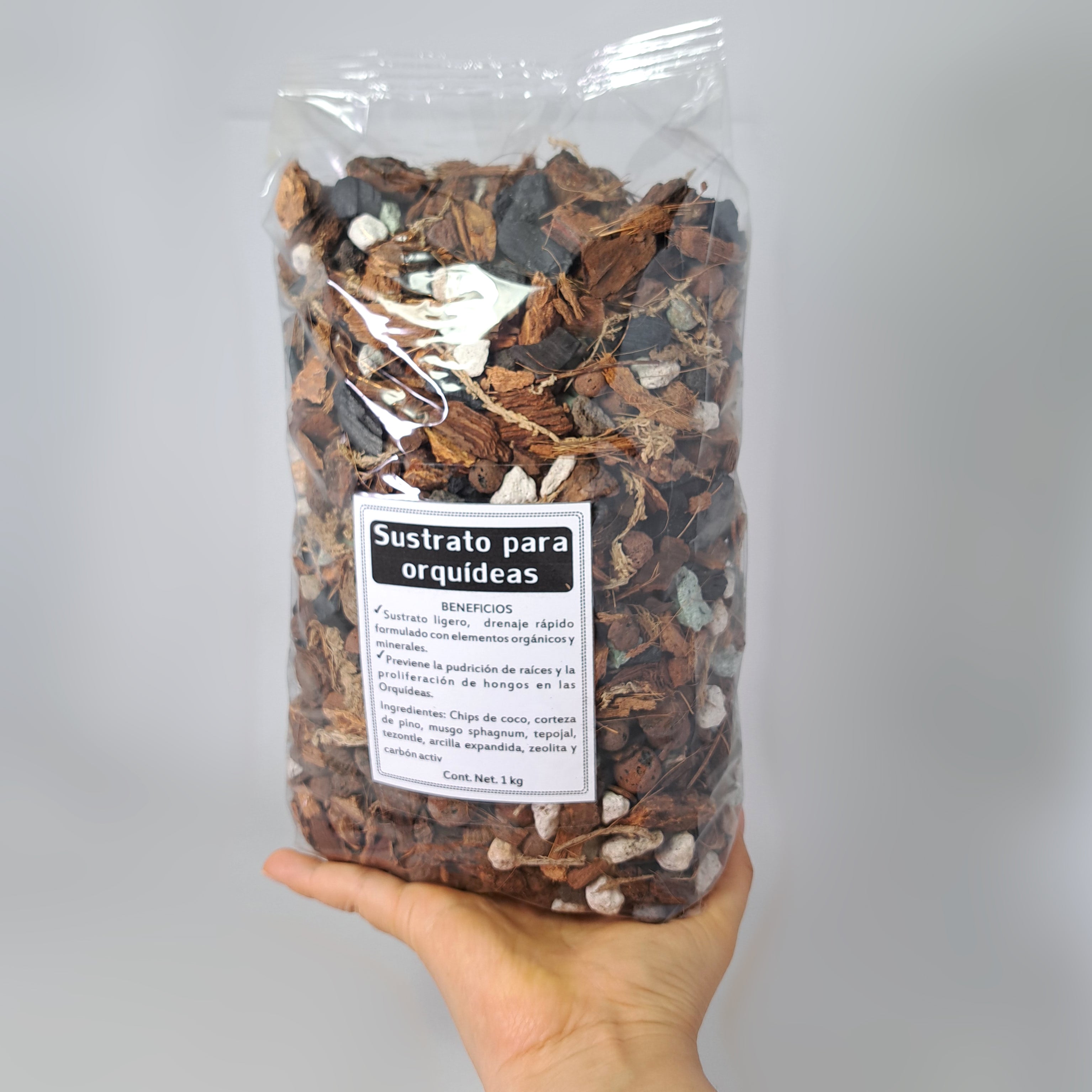 Sustrato para orquideas mezcla mineral y organico 1kg