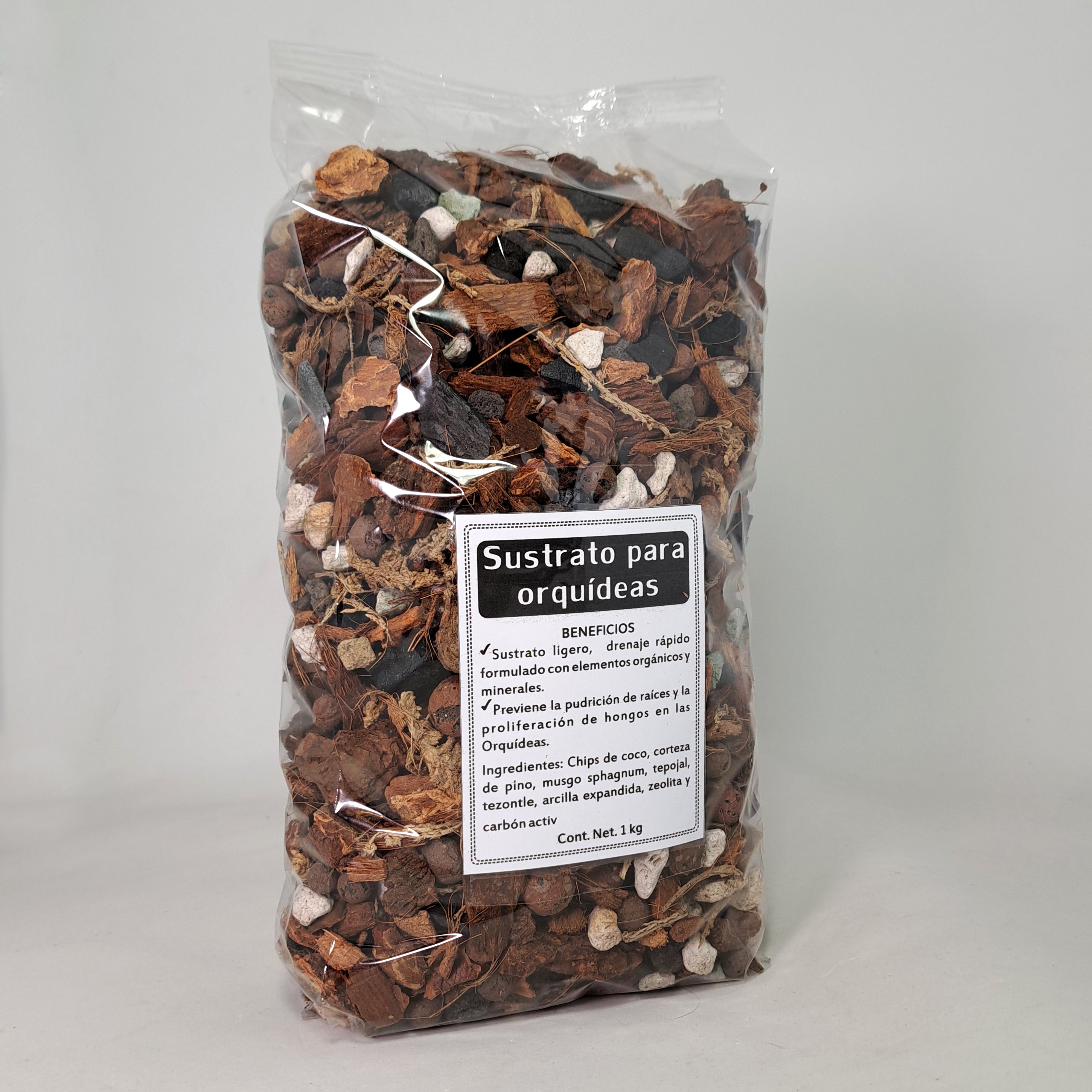 Sustrato para orquideas mezcla mineral y organico 1kg