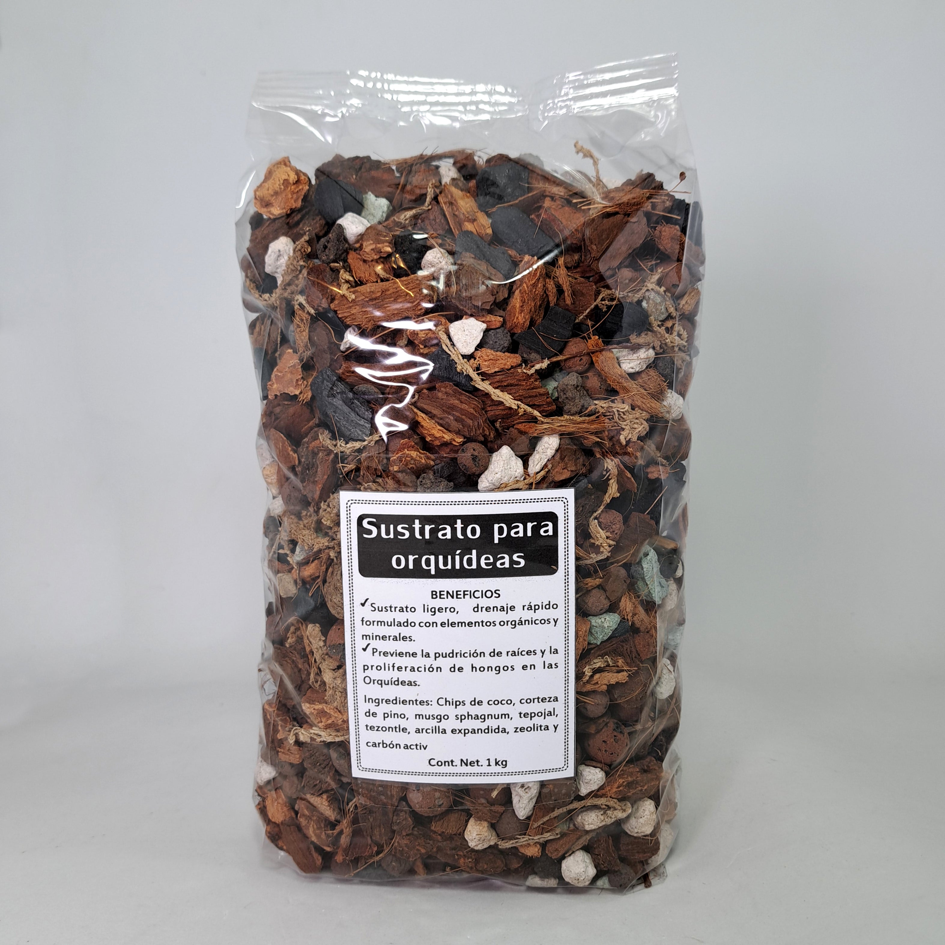 Sustrato para orquideas mezcla mineral y organico 1kg