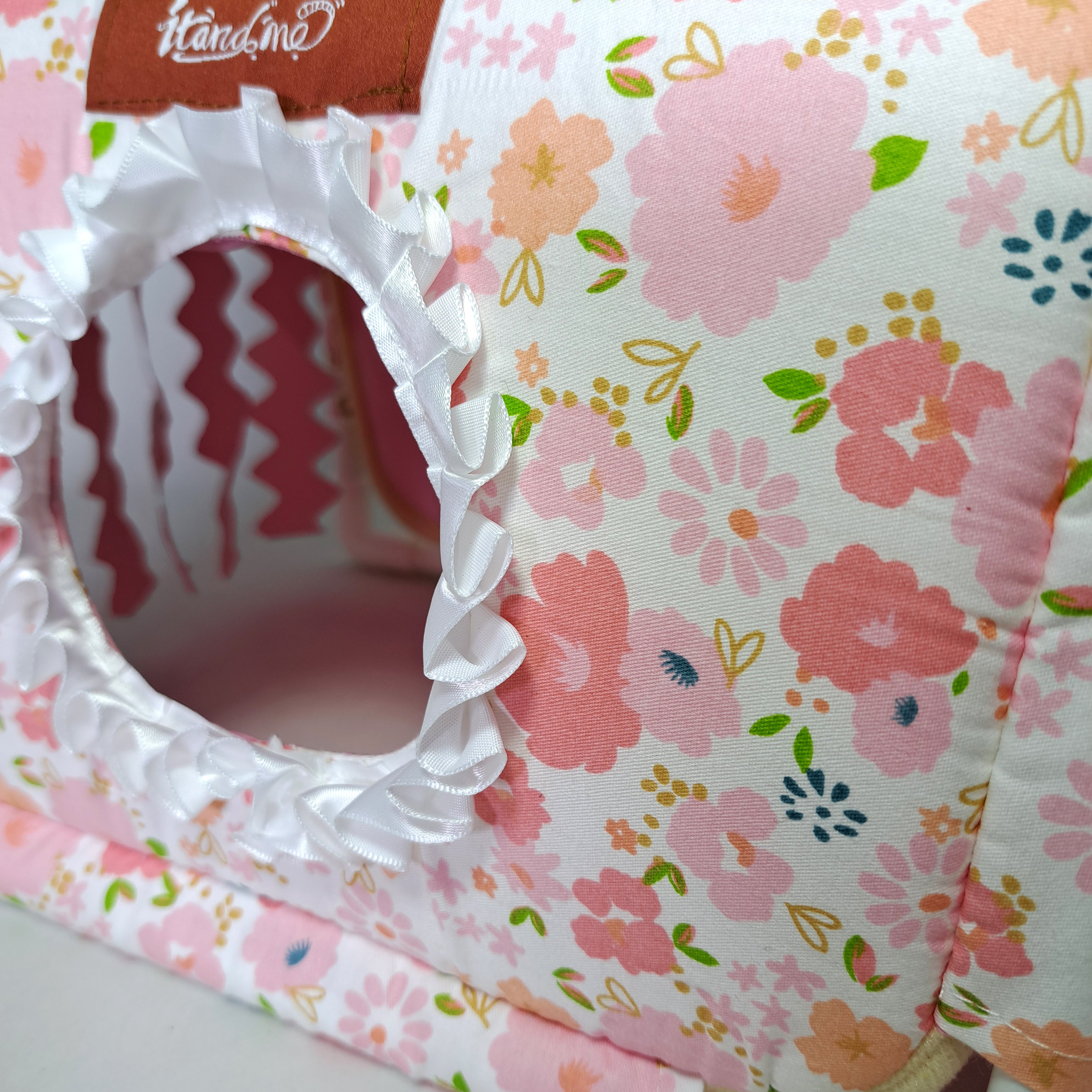 Tunel escondite de tela armable para cuyo rosa