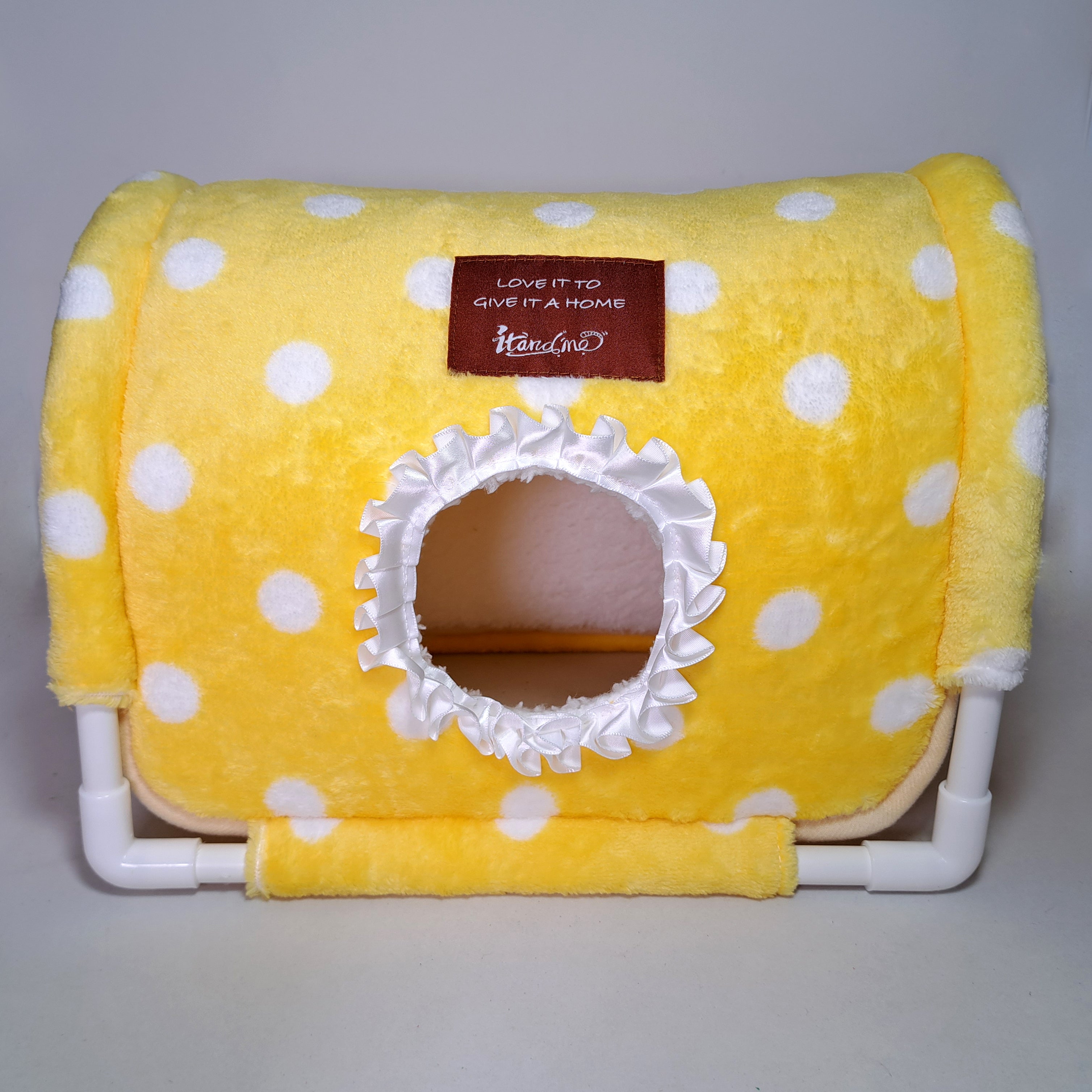 Tunel escondite de tela armable para cuyo amarillo