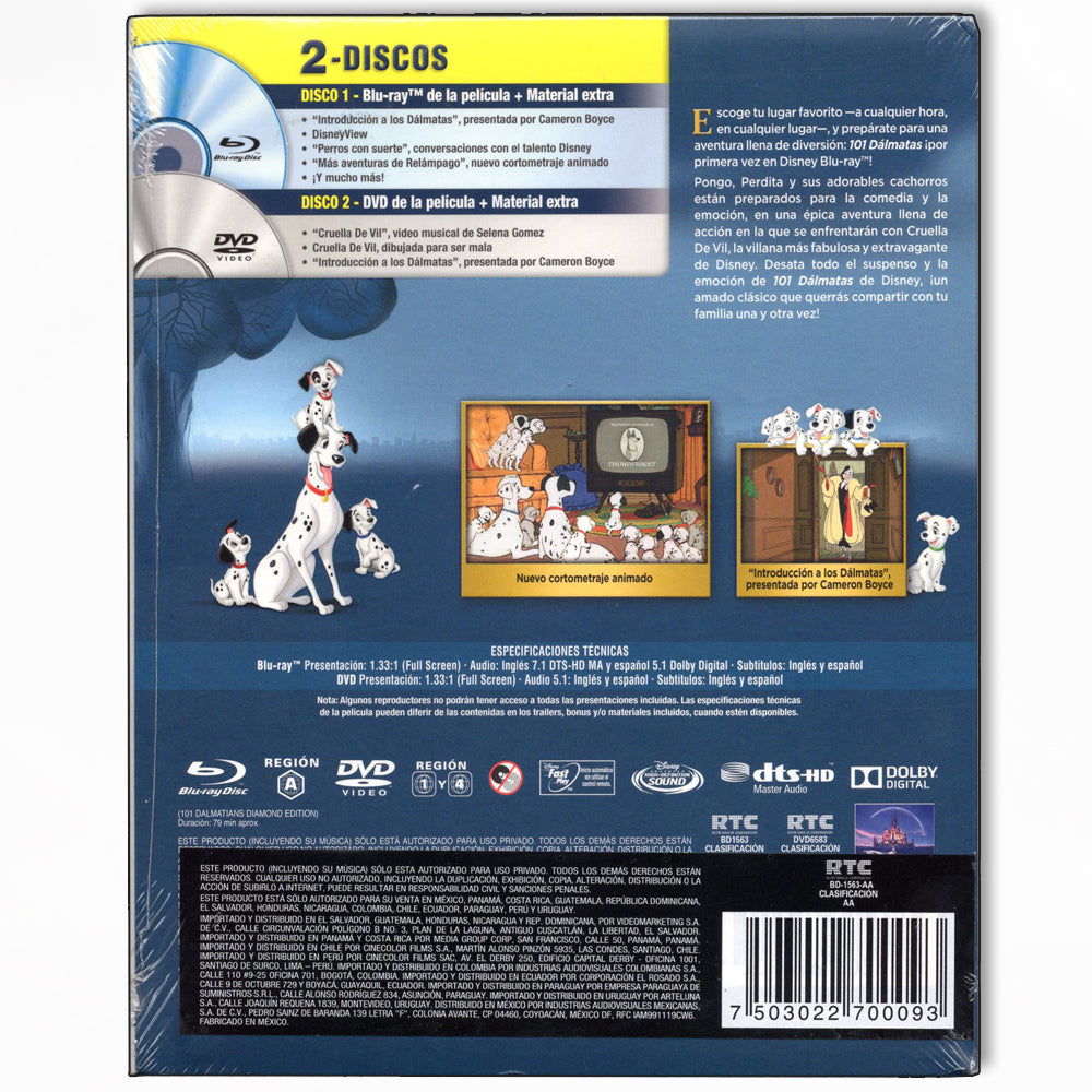101 Dalmatas Edición Diamante Blu-ray + DVD