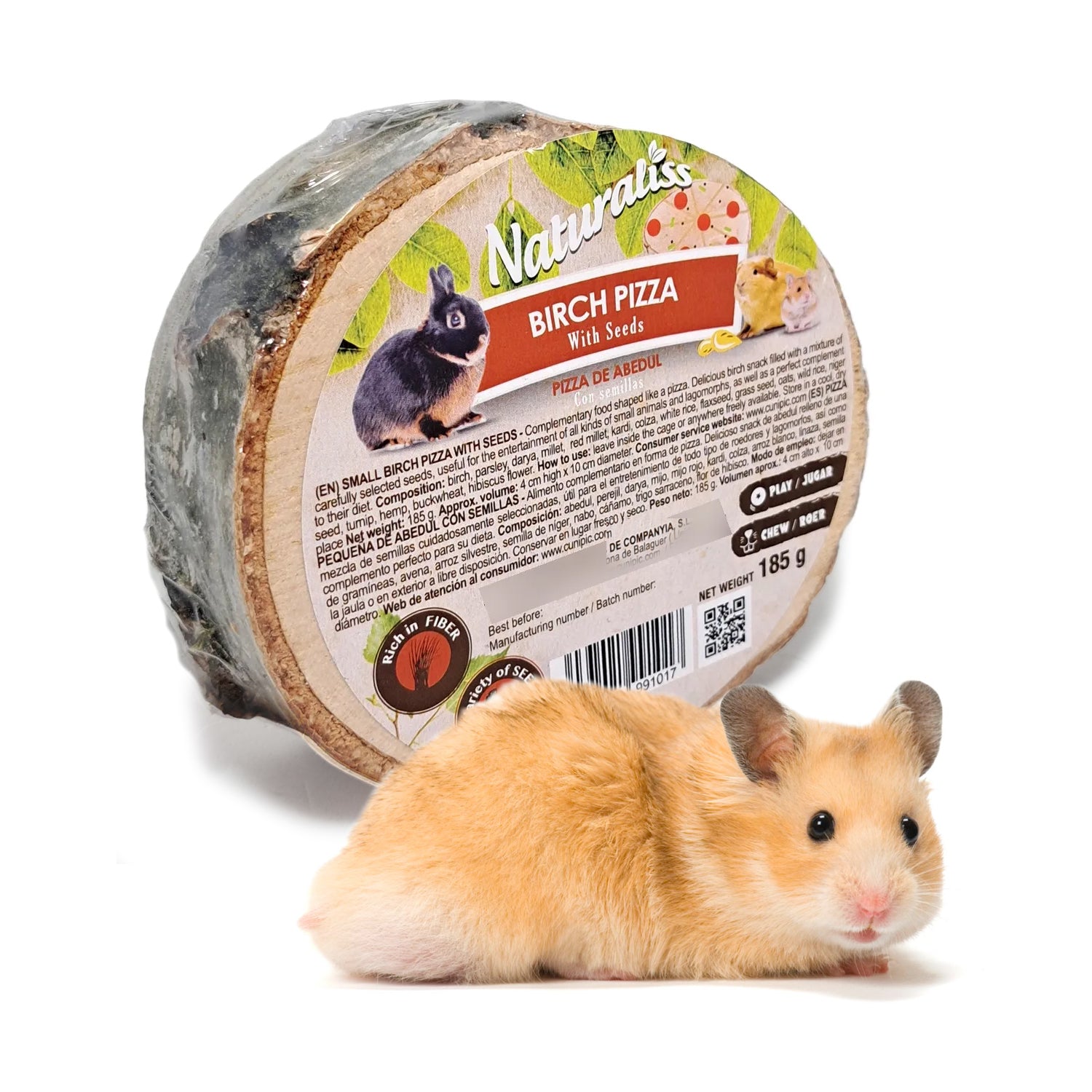 Pizza de abedul con semillas para Hamster Cunipic